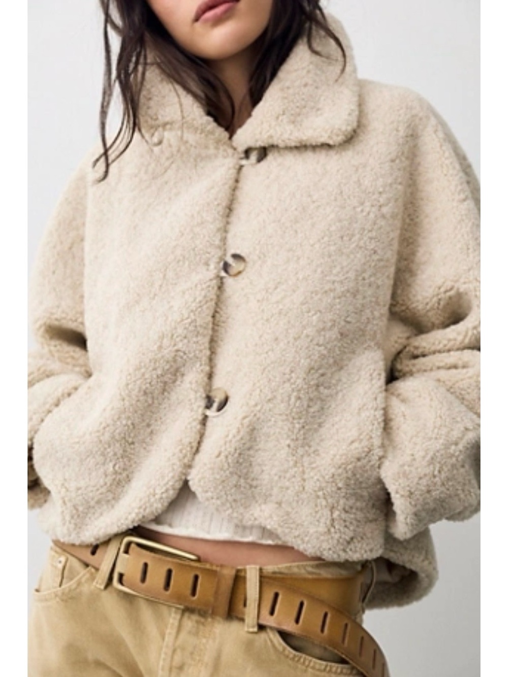 Cozy Teddy Sherpa Jacket - Cream